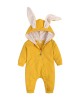 【0M-24M】Unisex Baby Cute Cotton Solid Color Rabbit Ears Hooded Zipper Romper