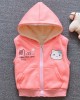 【12M-4Y】Girl Cute Velvet Keep Warm Cat Print Hooded Vest Coat