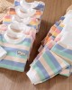 【9M-5Y】2-piece Unisex Keep Warm Colorful Stripe Print Long Sleeve Pajamas Set