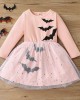 【18M-7Y】Girl Cute Halloween Print Tulle Splicing Long Sleeve Dress - 33223