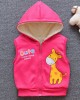 【12M-4Y】Girl Cute Velvet Keep Warm Giraffe Print Hooded Vest Coat