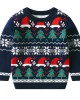 【2Y-8Y】Boy Keep Warm Christmas Tree Santa Hat Snowflakes Jacquard Colorblock Round Neck Sweater