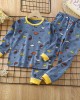 【18M-8Y】2-piece Boy Cotton Cartoon Stripe Car Colorful Dinosaur Print Long Sleeve T-shirt And Pants Set