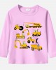 【12M-9Y】Boy Excavator Bulldozer Print Cotton Stain Resistant Long Sleeve T-shirt