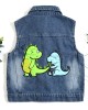 【18M-8Y】Boy Casual Cute Dinosaur Embroidered Lapel Wash Water Denim Jacket