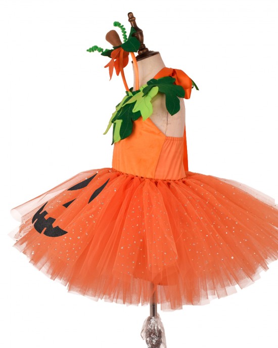 【12M-9Y】3-piece Girl Cute Halloween Layered Tulle Dress Set