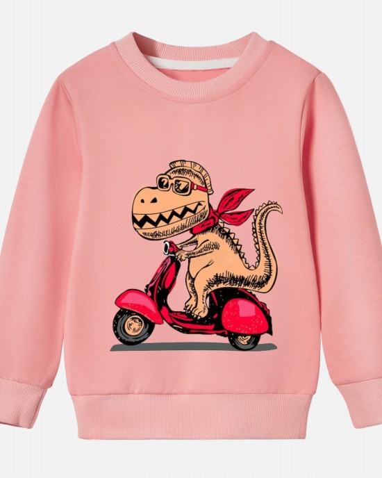 【12M-9Y】Boy Cotton Stain Resistant Dinosaur And Car Print Long Sleeve Sweatshirt