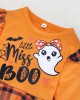 【12M-5Y】Girls Cute Halloween Print Long Sleeve T-shirt And Plaid Flare Pants Set - 34261