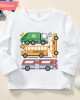 【12M-9Y】Boy Trash Trucks Print Cotton Stain Resistant Long Sleeve T-shirt