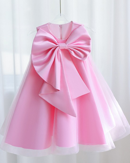 【2Y-8Y】Girl Elegant Solid Color Puffy Mesh Formal Dress