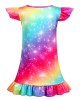 【3Y-10Y】Girls Cute Rainbow Unicorn Dinosaur Cartoon Print Ruffle Sleeveless Dress