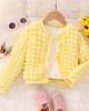 【2Y-7Y】Girl Sweet Solid Color Bubble Plaid Long Sleeve Coat