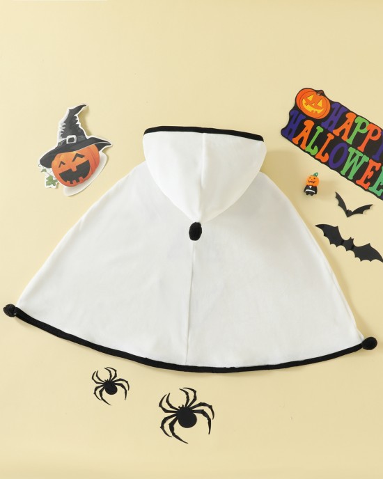 【12M-5Y】Unisex Cute Halloween Embroidered Colorblock Hooded Cape