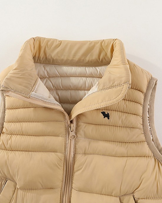 【3Y-10Y】Unisex Solid Color Quilted Cotton Keep Warm High Neck Vest Coat