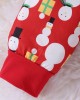 【2Y-7Y】2-piece Unisex Christmas Red Snowman Print Long-sleeved T-shirt And Cartoon Pants Set