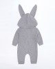 【0M-24M】Unisex Baby Cute Cotton Solid Color Rabbit Ears Hooded Zipper Romper