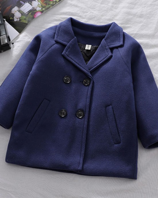 【18M-7Y】Kids Lapel Collar Double Breasted Coat - 4116