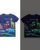 【18M-7Y】Boys Casual Cartoon Dinosaur Print Luminous Pattern Short Sleeve T-shirt