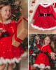 【18M-7Y】Girl Sweet Christmas Star Mesh Red Dress With Headband - 33228