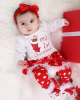 【0M-18M】Baby Girl 4-piece Christmas Romper Dress With Leggings, Shoes And Headband