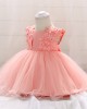 【6M-24M】Girls Pleated Jacquard Princess Dress