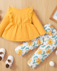 【6M-3Y】Baby Girl 2-piece Long Sleeve Top And Daisy Pants