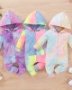 【0M-12M】Baby Tie-dye Hooded Zipper Long-sleeved Romper - 4503