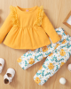 【6M-3Y】Baby Girl 2-piece Long Sleeve Top And Daisy Pants