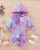 【0M-12M】Baby Tie-dye Hooded Zipper Long-sleeved Romper - 4503