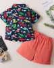 【18M-6Y】Boys 2-piece Dinosaur Print Short Sleeve Top And Shorts Set