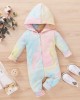 【0M-12M】Baby Tie-dye Hooded Zipper Long-sleeved Romper - 4503