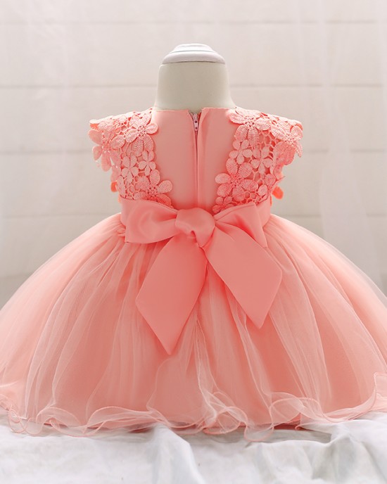 【6M-24M】Girls Pleated Jacquard Princess Dress