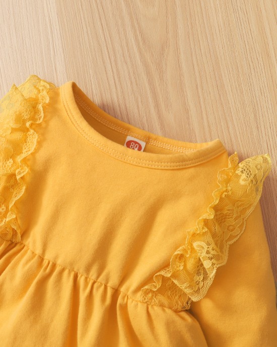 【6M-3Y】Baby Girl 2-piece Long Sleeve Top And Daisy Pants