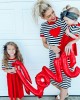 Casual Striped Red Heart-shaped Embroidery Family Matching Outfits - 1361