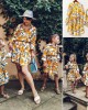 Sweet Yellow Flowers Long Sleeve Mom Girl Matching Shirt Dress - 13143