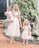 Sweet Embroidered Pink Mesh Mom Girl Matching Dress - 1333