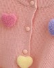 【18M-6Y】Girls Heart Applique Long Sleeve Sweater Cardigan