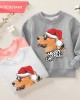 【12M-9Y】Unisex Kids Cotton Stain Resistant Christmas Golden Retriever Dog Print Long Sleeve Sweatshirt