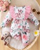 【0M-18M】Baby Girl Fawn Floral Print Long Sleeve Romper