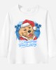 【12M-9Y】Unisex Kid Cotton Stain Resistant Christmas Golden Retriever Dog Print Long Sleeve Tee