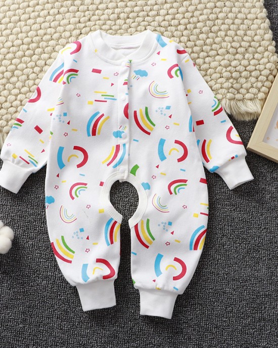 【0M-24M】Unisex Baby Cotton Cartoon Print Long Sleeve Romper