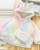 【18M-8Y】2-piece Girls Thick Fleece Gradient Unicorn Hooded Jacket With Bag