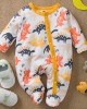 【0M-12M】Unisex Baby Dinosaur Print Long Sleeve Romper