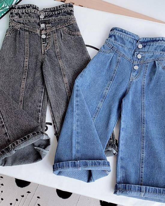 【2Y-13Y】Girls High Waist Jeans