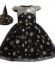 【2Y-11Y】2-piece Girls Multicolor Halloween Print Princess Dress With Hat - 33249