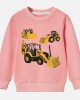 【12M-9Y】Boys Cotton Stain Resistant Excavator And Tractor Print Long Sleeve Sweatshirt