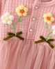 【12M-4Y】Girls Thick Applique Mesh Long Sleeve Dress