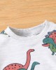 【18M-6Y】2-piece Boys Dinosaur Print Round Neck Long-sleeved Sweatshirt And Pants Set