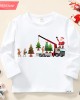 【12M-9Y】Unisex Kids Cotton Stain Resistant Christmas Print Long Sleeve Tee