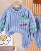 【9M-4Y】2-piece Boys Thick Flannel Dinosaur Embroidered Pajama Set